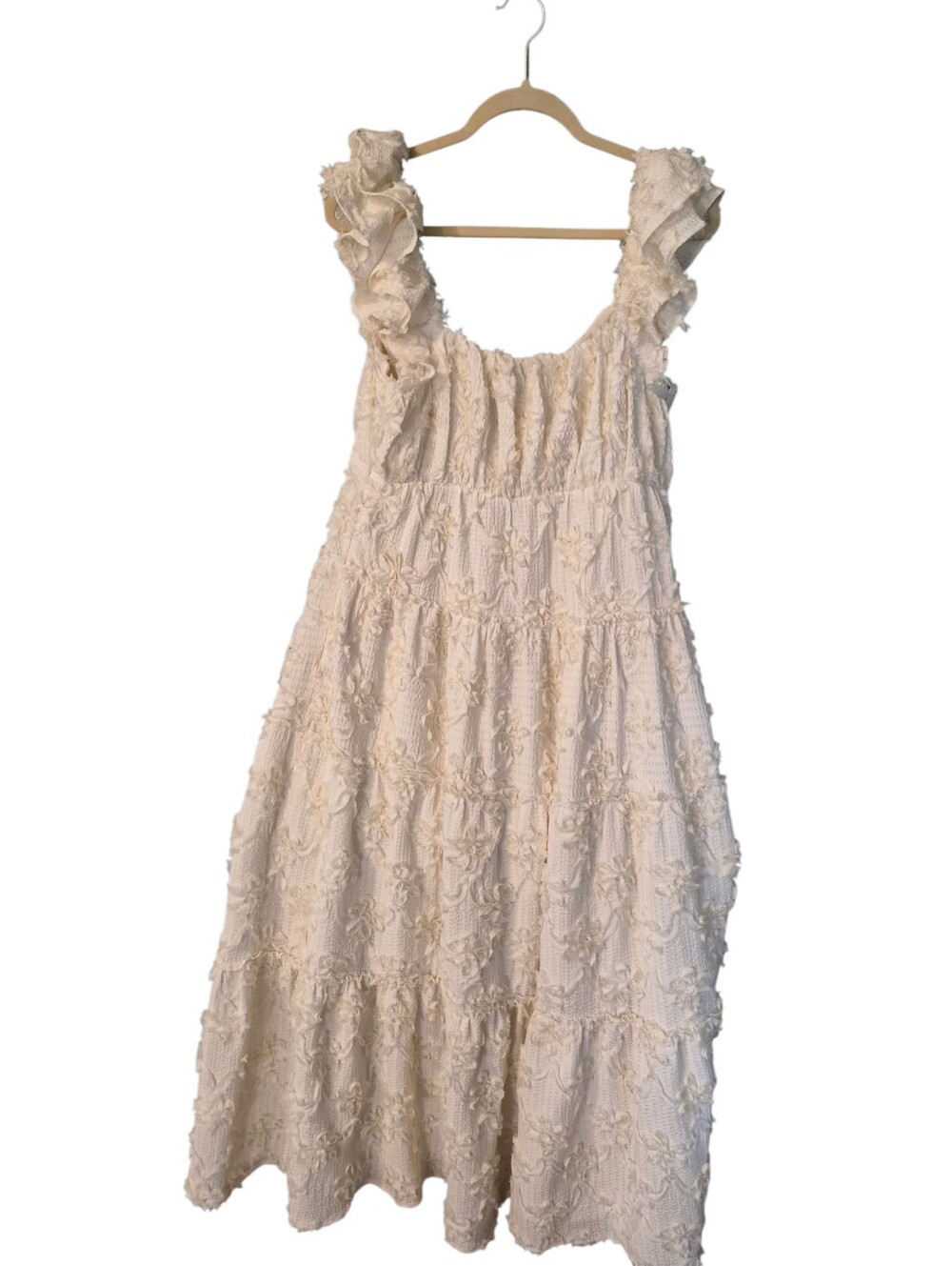NWT English Factory Ivory Ribbon Embroidered Tiered Maxi dress- M. L27 - Picture 8 of 10